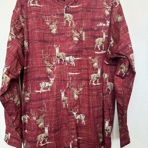 Columbia Men's Burgundy Deer Print Shirt
